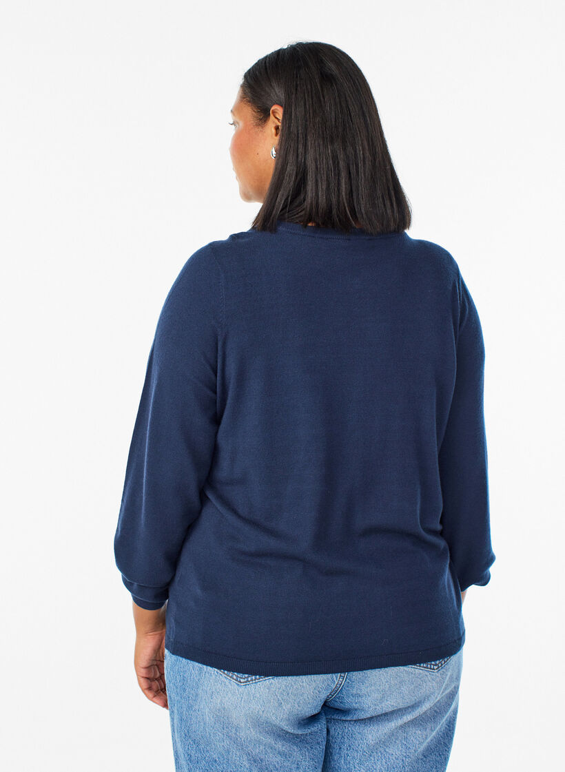 Cardigan mit runden Kn&ouml;pfen, Blau, Model image number 2