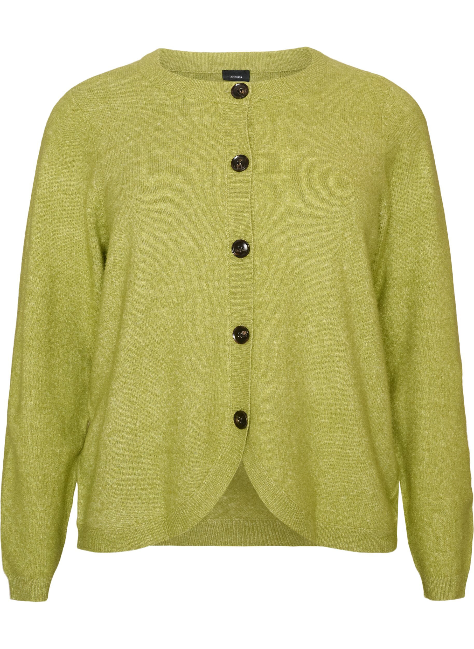 ZizziCardigan avec boutons et devant arrondi, Vert clair, Packshot image number 0