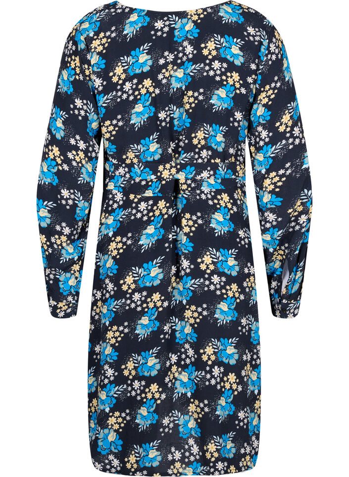 Robe cache-cœur de grossesse à fleurs en viscose, Bleu, Packshot image number 1