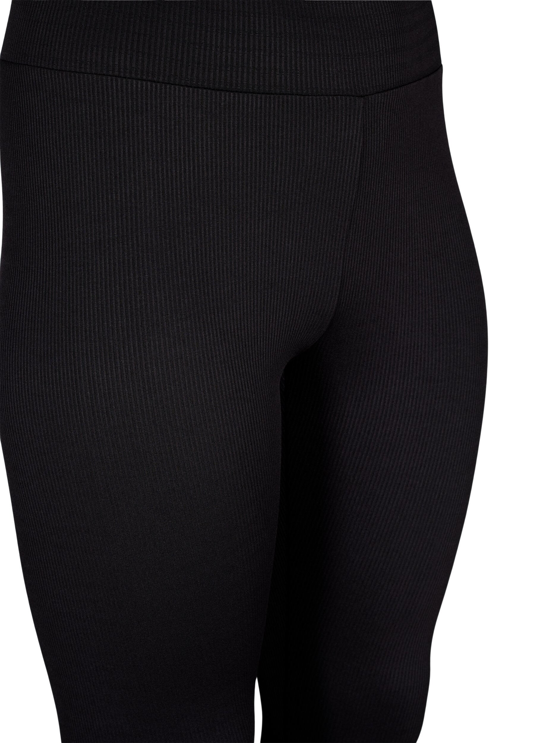 Zizzi Leggings mit Stretch Rippstruktur, Black, Packshot image number 2