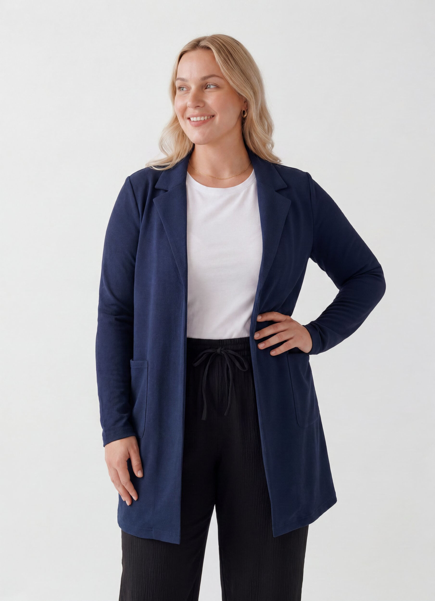 ZizziLange Blazer mit Taschen, Blau, Model image number 0