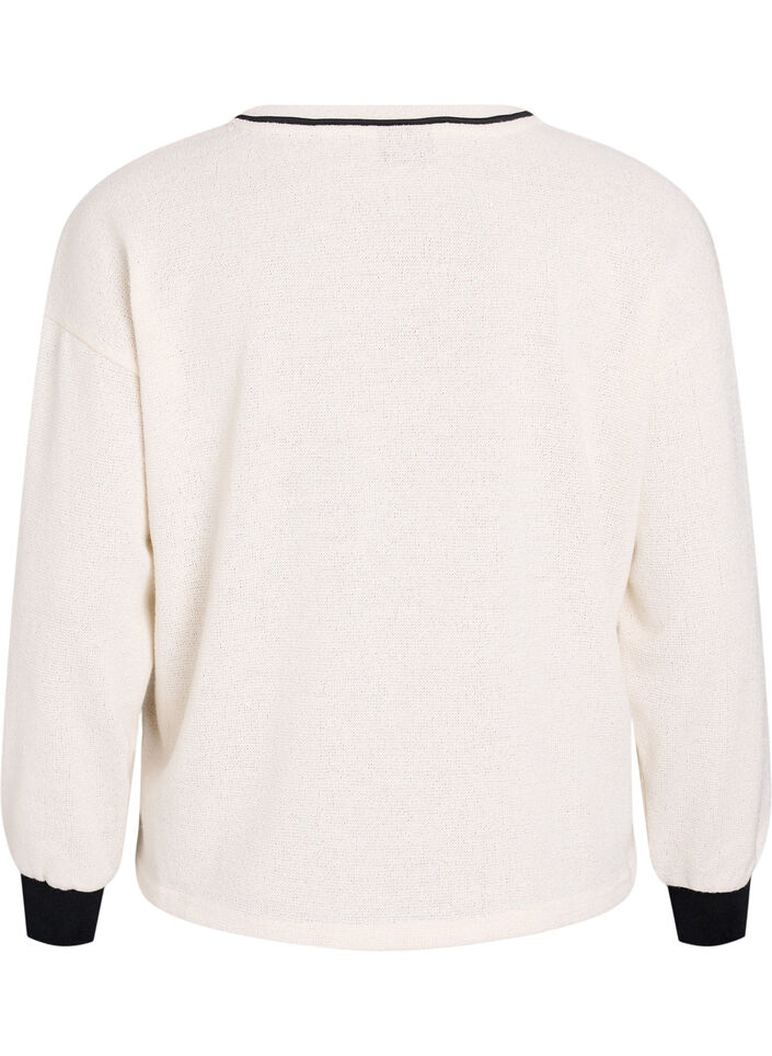 Sweatshirt aus strukturiertem Jersey mit Frontprint, Beige, Packshot image number 1