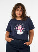 T-shirt de No&euml;l en coton bio, Bleu, Model image number 0