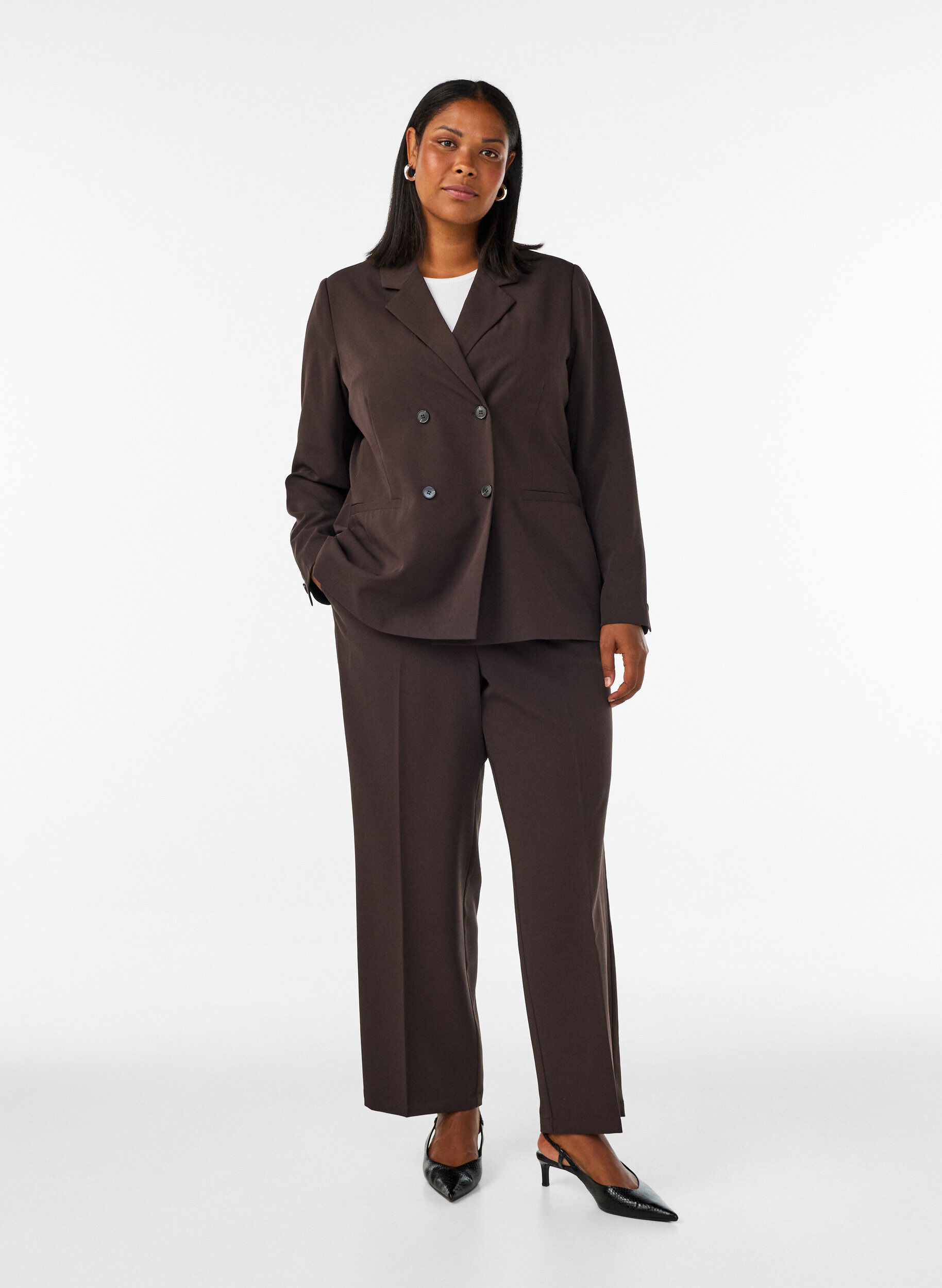 ZizziZweireihiger Blazer mit lockerer Passform, Braun, Model image number 1