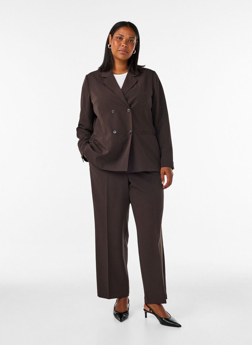 Zweireihiger Blazer mit lockerer Passform, Braun, Model image number 1