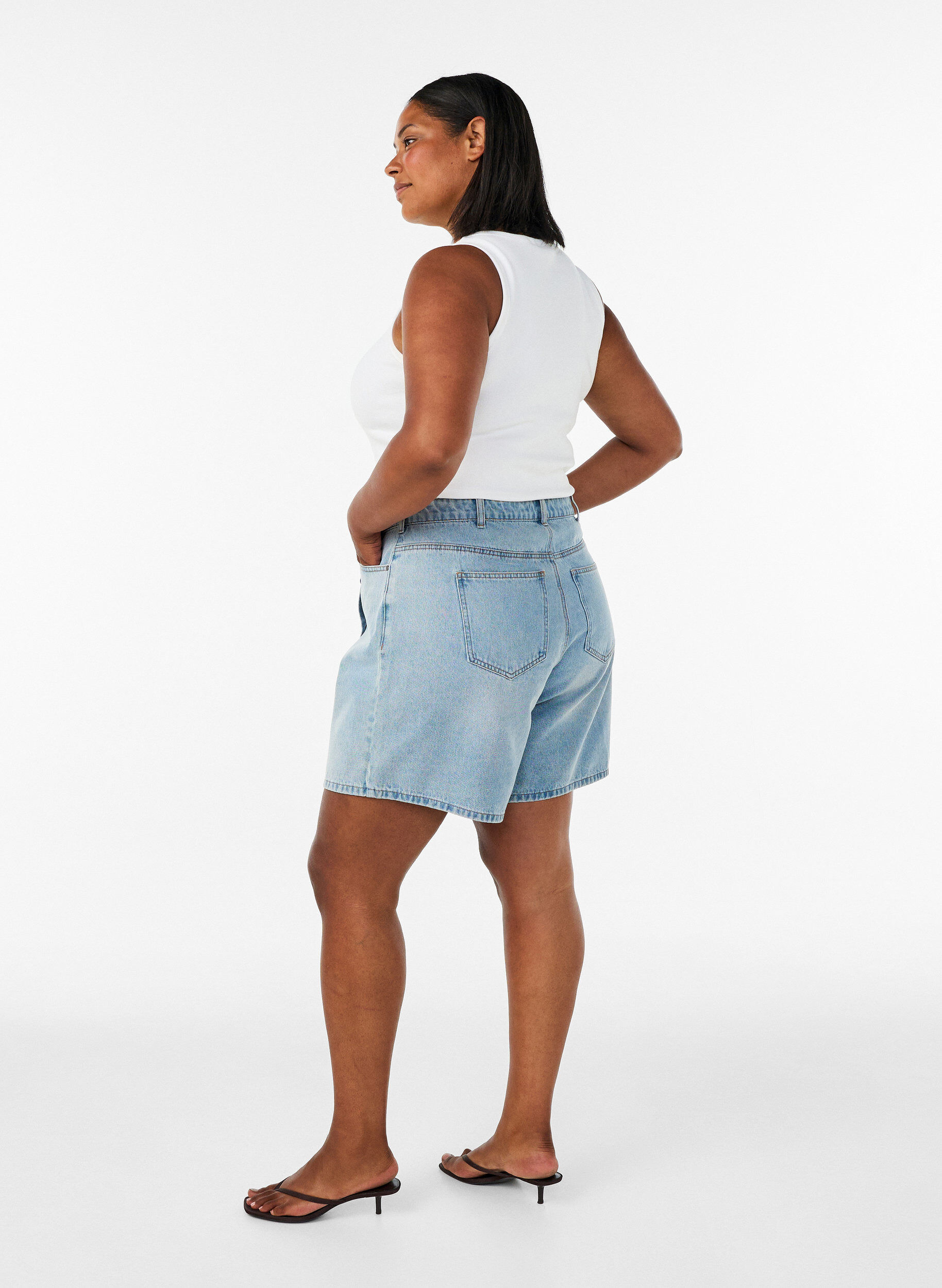 ZizziDenimskort mit Wickeloptik und hoher Taille, Blau, Model image number 2