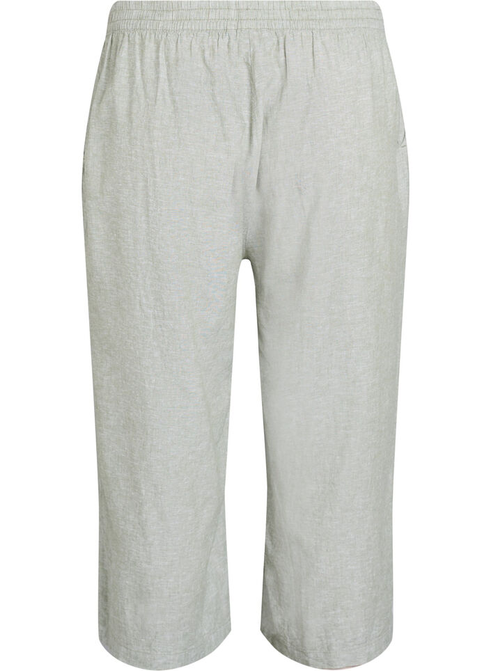 Hose mit gekürzter Länge aus Leinen und Viskose, Grün, Packshot image number 1