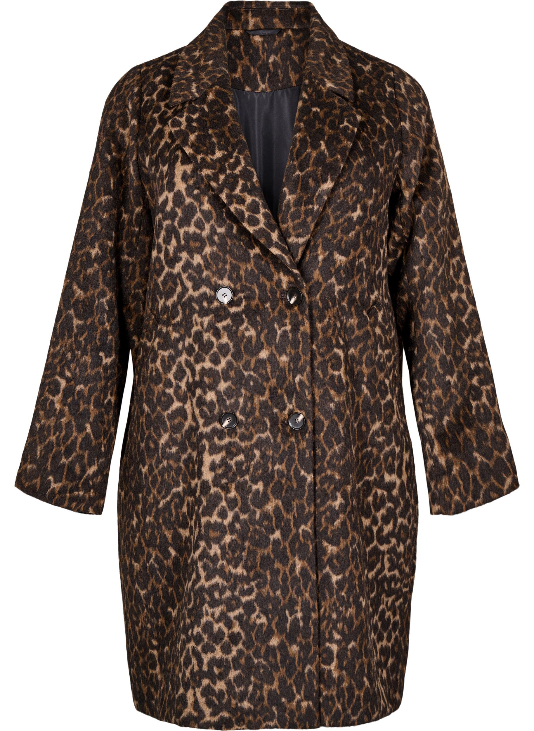 Zweireihiger Mantel mit Leopardenmuster