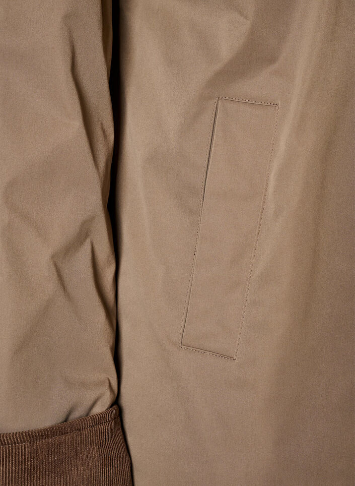 Veste l&eacute;g&egrave;rement matelass&eacute;e avec col en velours c&ocirc;tel&eacute;, Marron, Packshot image number 3