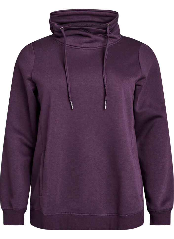 Sweatshirt avec col montant et poches, Violet, Packshot image number 0