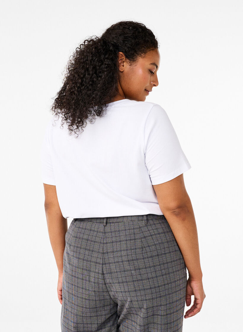 T-shirt basic uni en coton, Blanc, Model image number 2