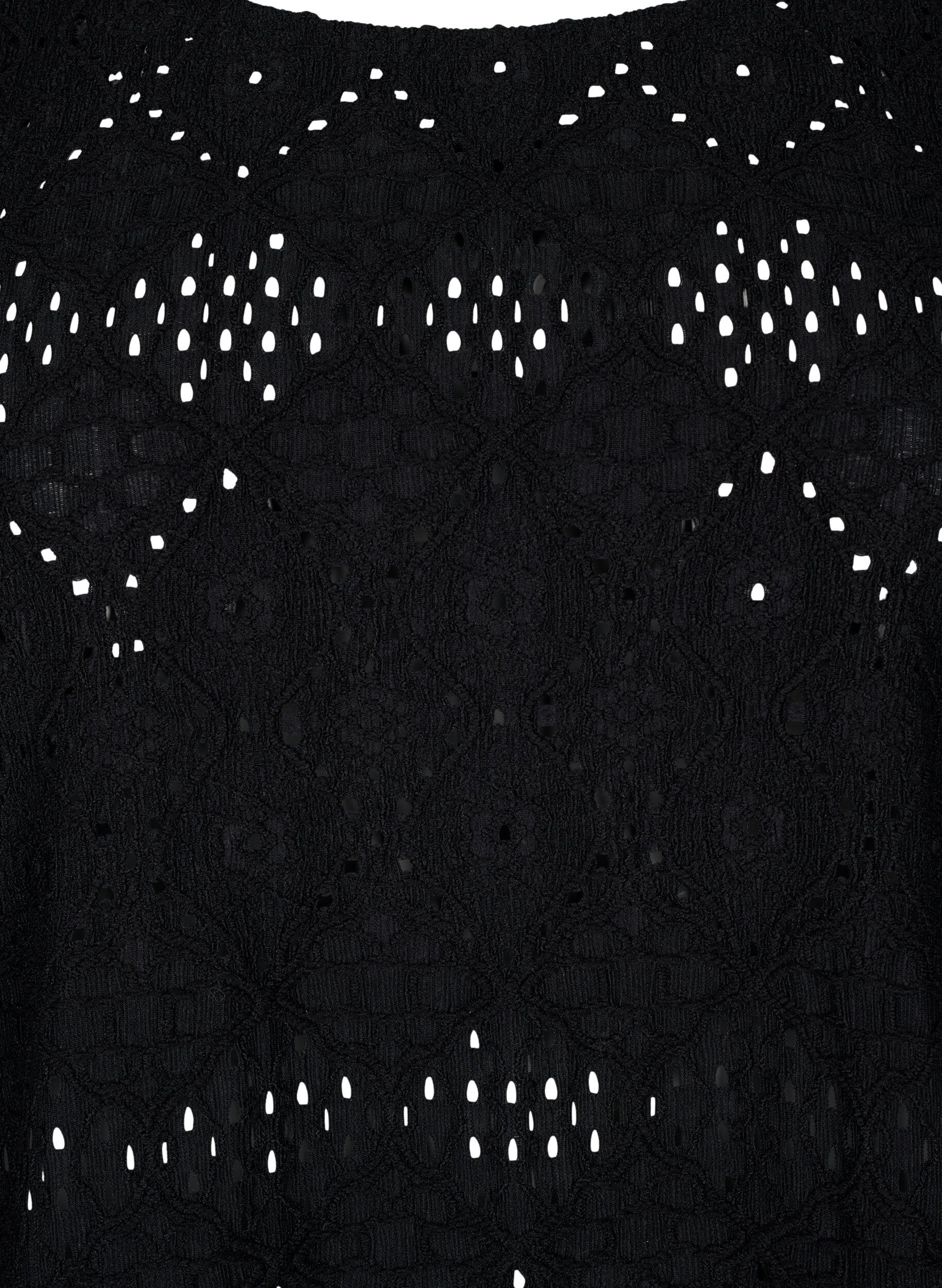 Zizzi  Kurz&auml;rmelige Bluse mit Lochmuster, Black, Packshot image number 2