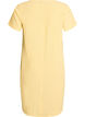 Robe courte avec texture froiss&eacute;e et manches courtes, Jaune clair, Packshot image number 1