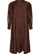 Robe en viscose avec broderies et volants &eacute;tag&eacute;s, Marron, Packshot image number 0