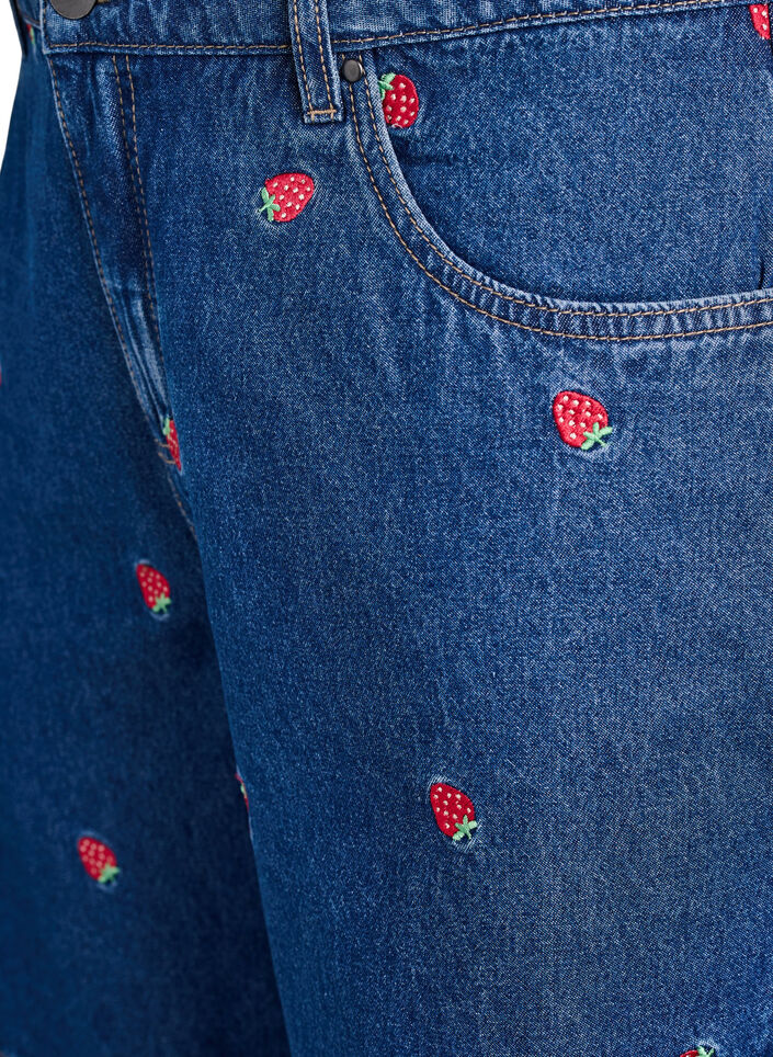 Short en jean brod&eacute;, Bleu, Packshot image number 2
