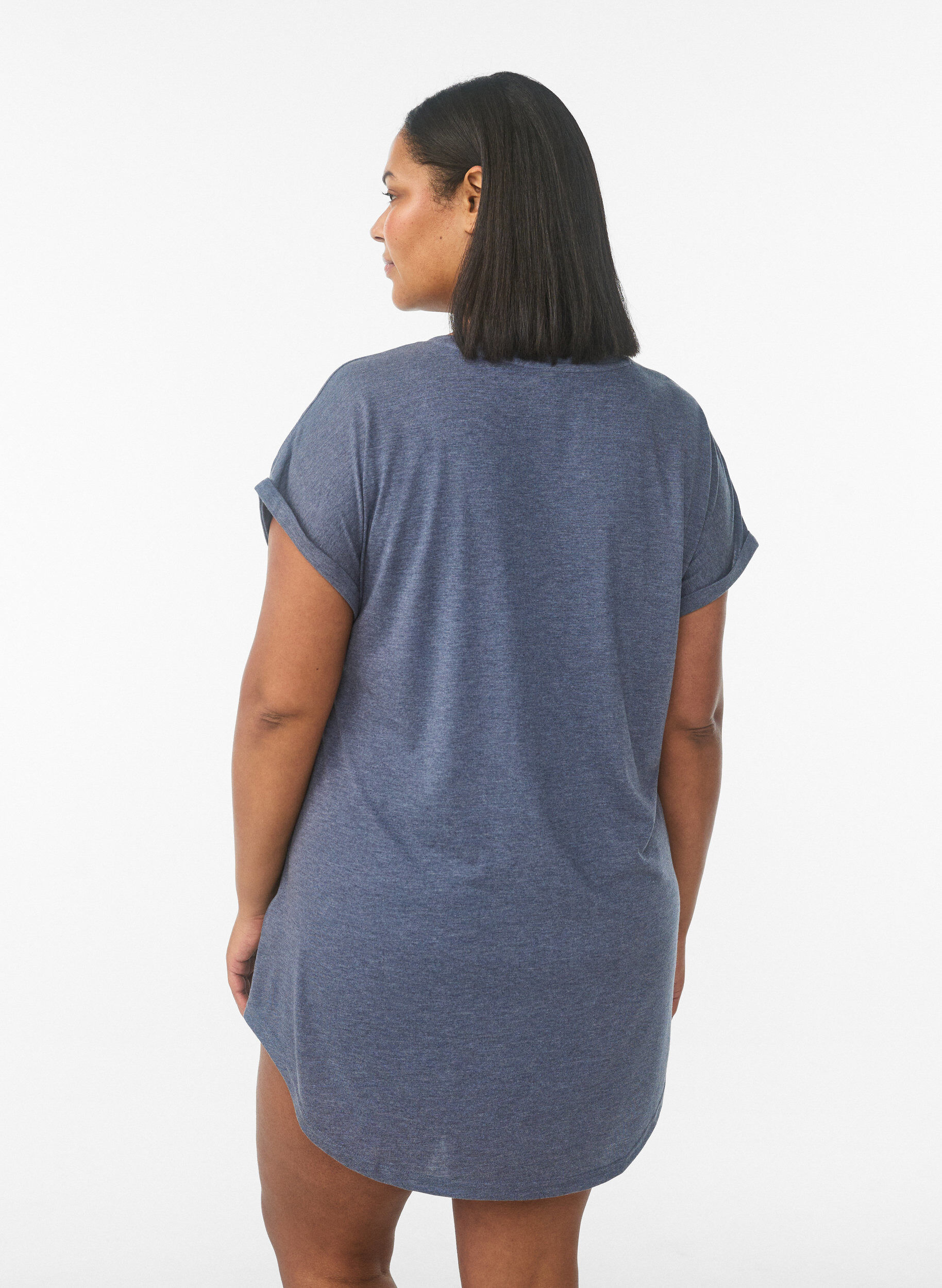 ZizziChemise de nuit &agrave; manches courtes avec imprim&eacute; de texte, Gris bleut&eacute;, Model image number 2