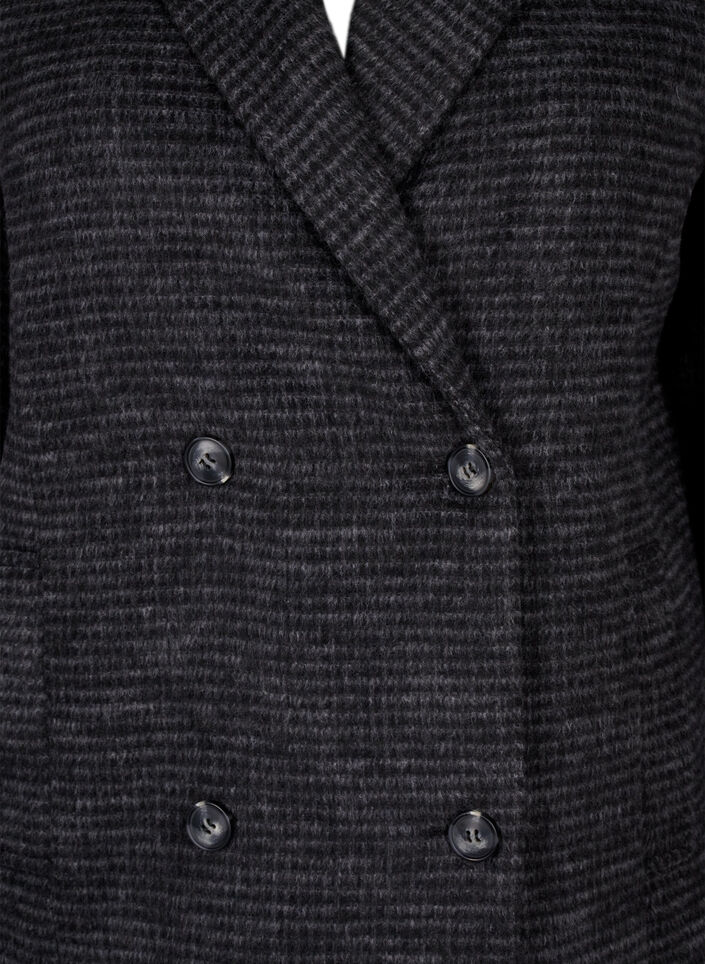 Manteau en laine à carreaux, texture brossée, Black Comb, Packshot image number 2
