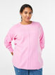 Blouse en maille &agrave; col rond et motif tricot&eacute;, Rose, Model image number 0