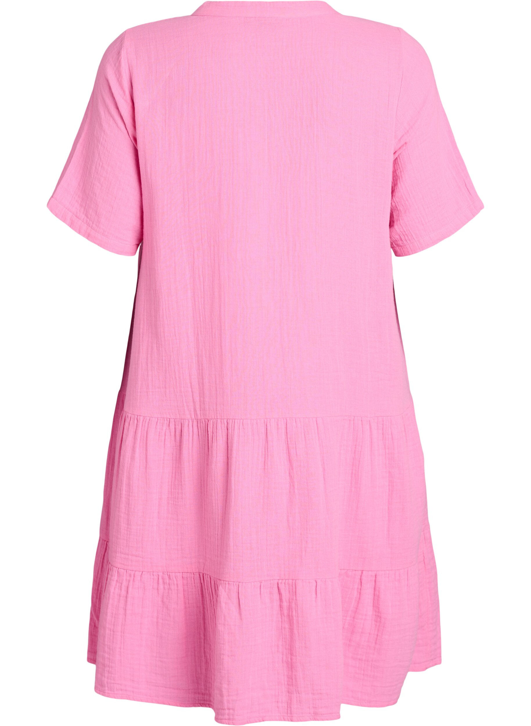 ZizziKurzes A-Linien-Kleid aus Baumwollmusselin, Pink, Packshot image number 1