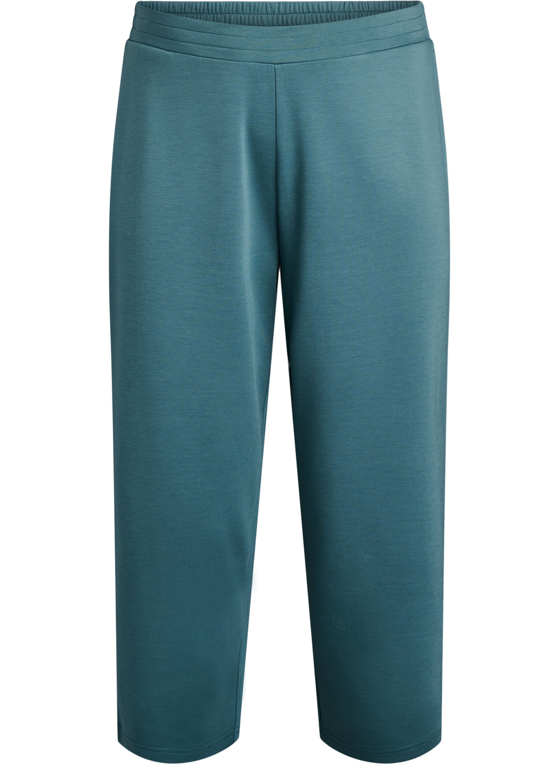 Zizzi Pantalon 7/8 en modal m&eacute;lang&eacute; avec poches, Vert, Packshot image number 0
