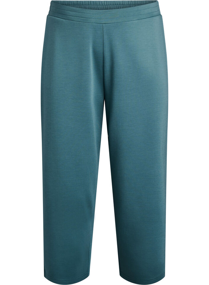 Pantalon 7/8 en modal m&eacute;lang&eacute; avec poches, Vert, Packshot image number 0