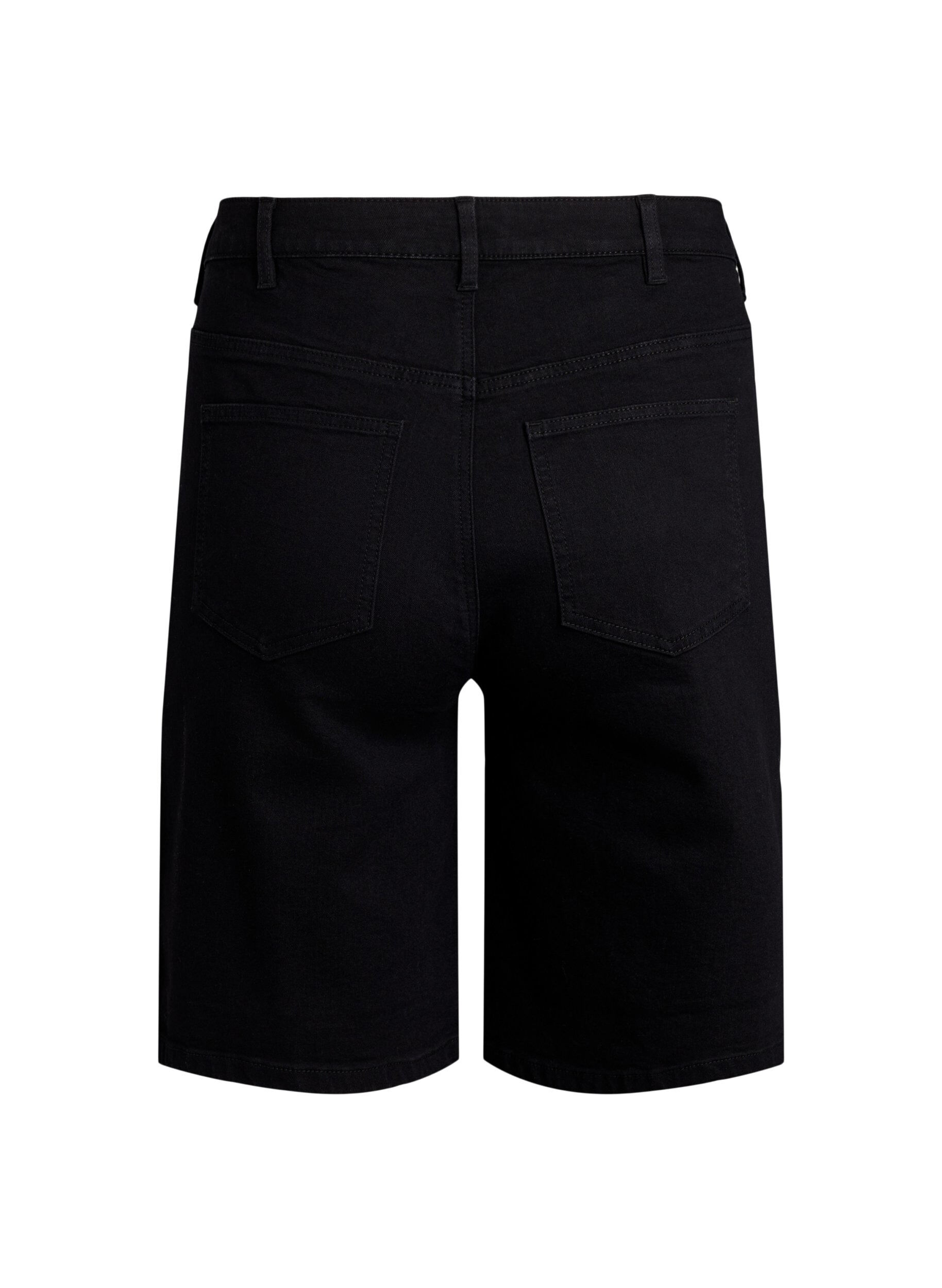 Zizzi Locker sitzende Jeansshorts mit hoher Taille, Schwarz, Packshot image number 1