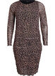 Kurzes Kleid aus Mesh mit Leopardenmuster, Braun, Packshot image number 0