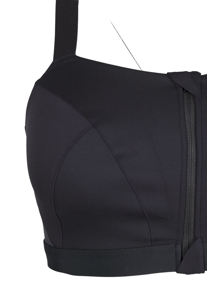 Sport-BH mit Vorderverschluss und hohem Halt, Schwarz, Packshot image number 3