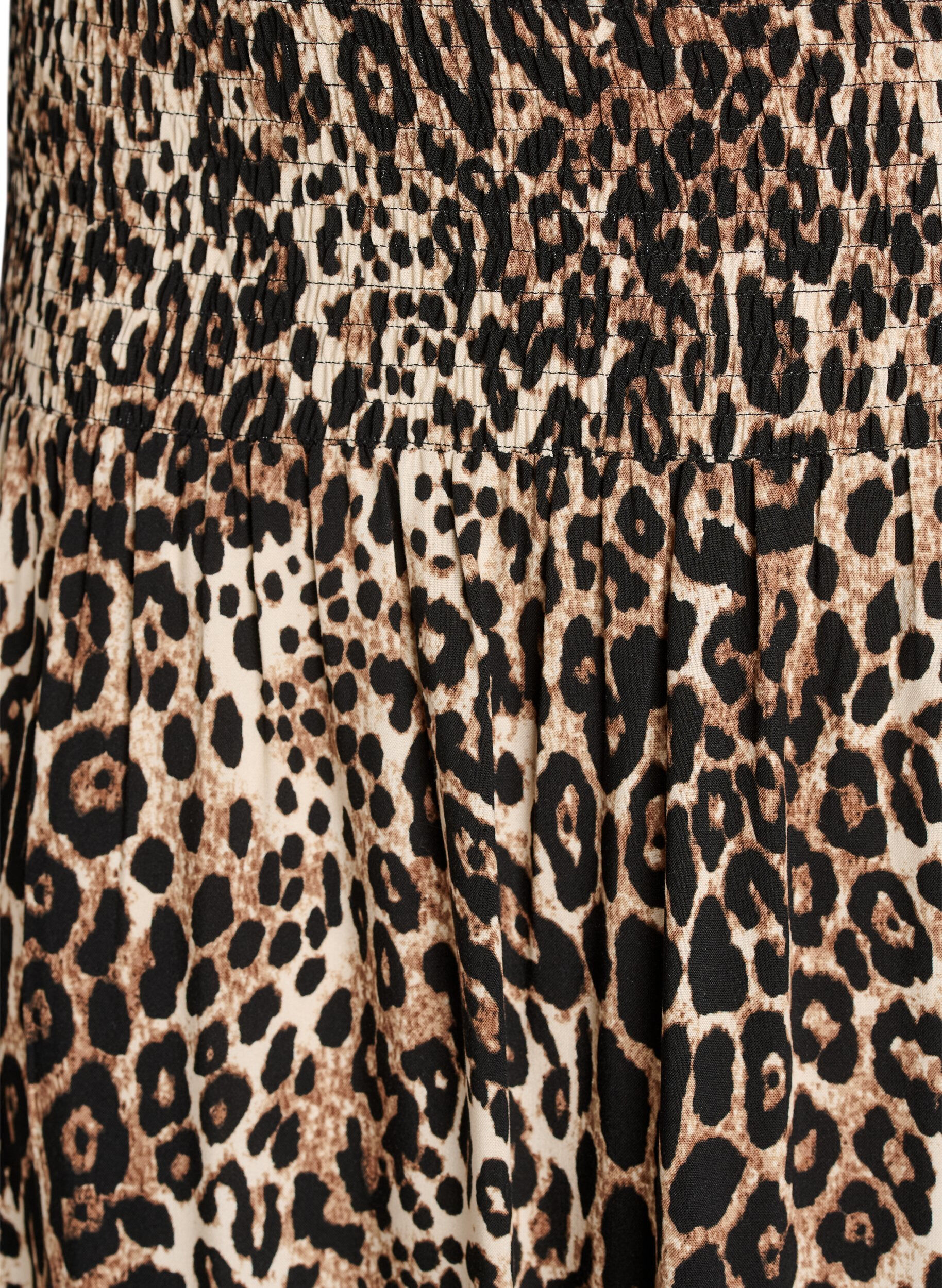 Zizzi Jupe longue en viscose avec smocks, Marron, Packshot image number 2