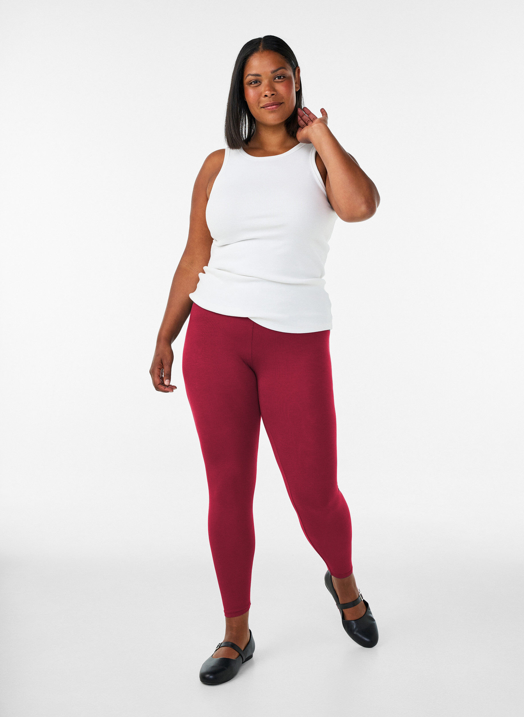 ZizziLeggings basiques en viscose, Rouge, Model image number 1