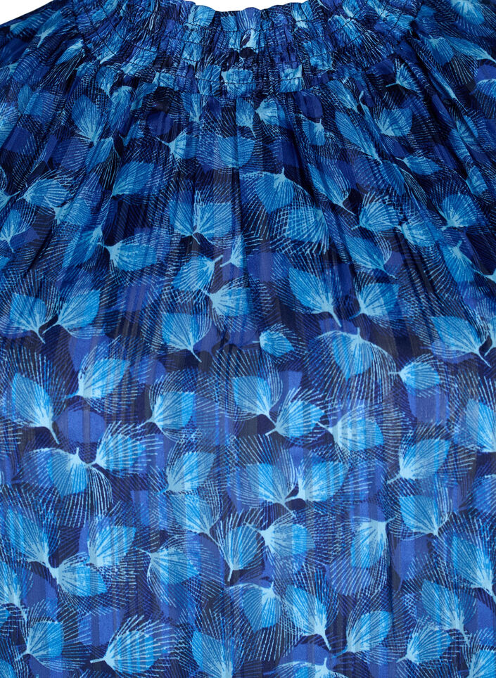Chemisier à manches courtes à smock avec imprimé, Navy Blazer Leaf AOP, Packshot image number 2