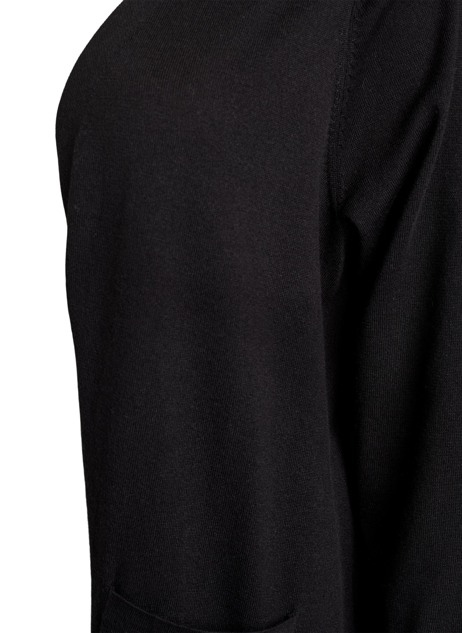 ZizziCardigan long ouvert avec poches, Noir, Packshot image number 2