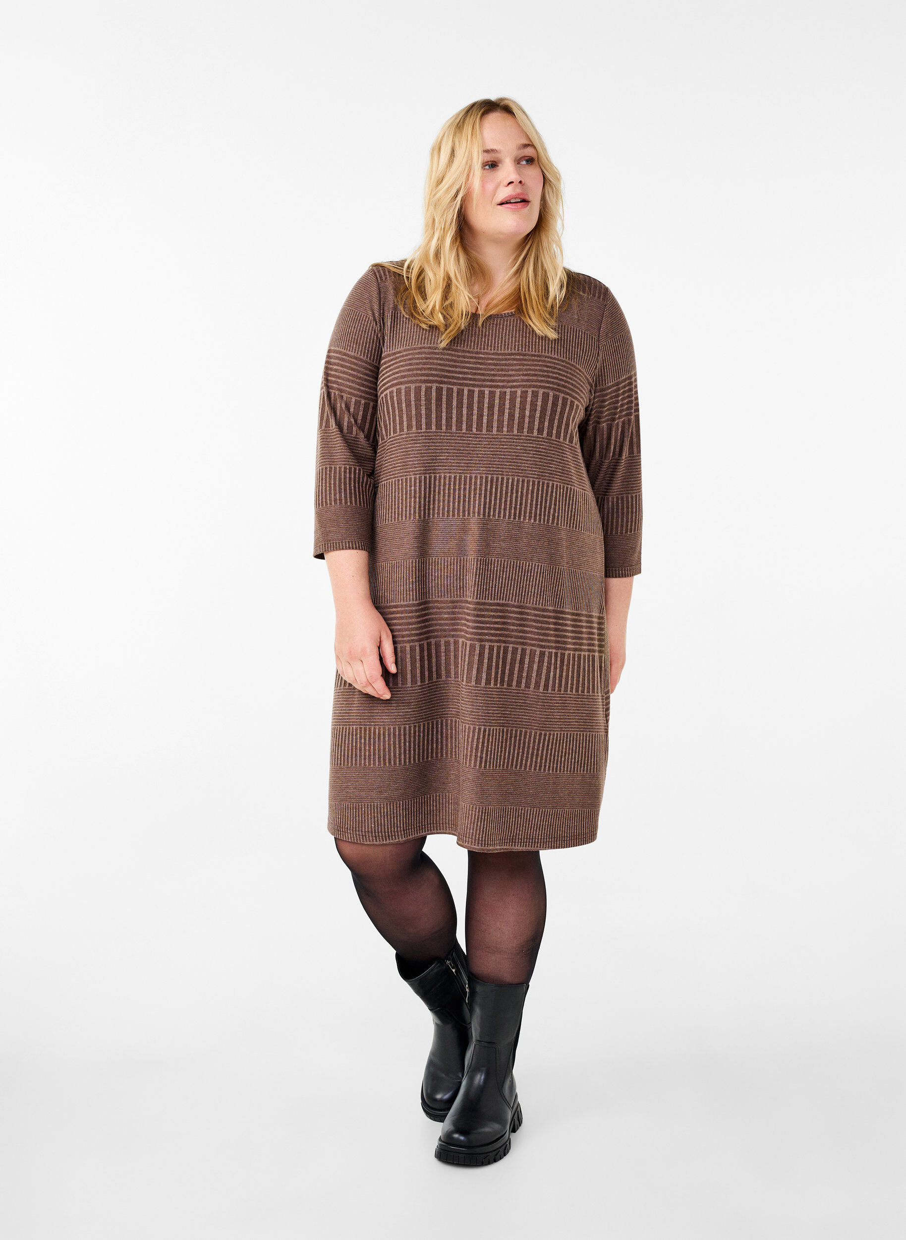 Zizzi Kleid mit 3/4-&Auml;rmeln und Streifenmuster, Ch. Martini Mel., Model image number 2