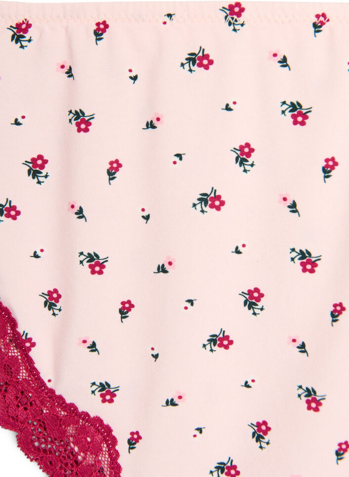 Culotte br&eacute;silienne avec imprim&eacute; floral et dentelle, Rose, Packshot image number 2