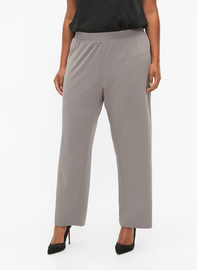 Pantalon &agrave; coupe droite, Beige, Model image number 2