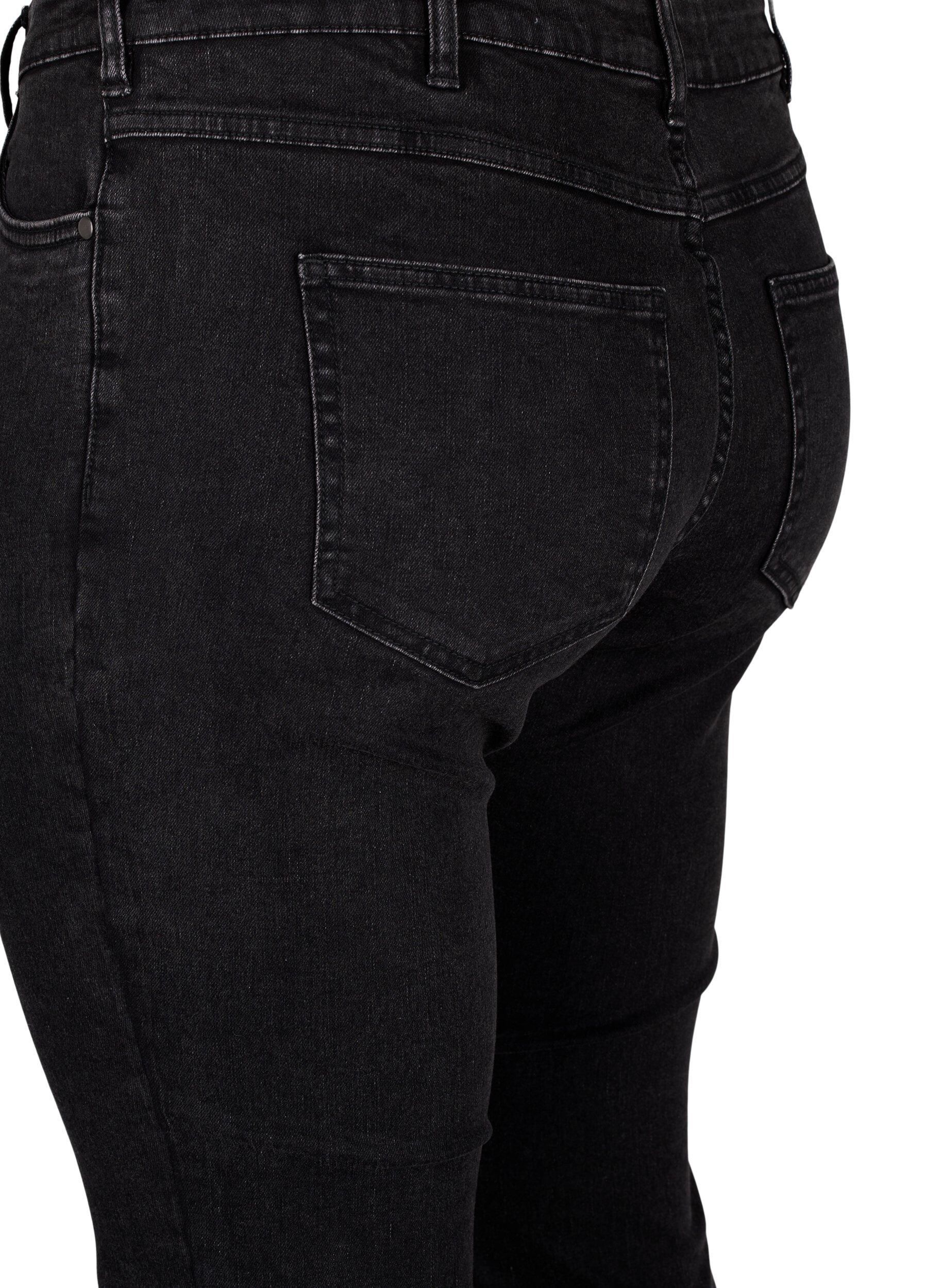 Zizzi Cropped Emily-Jeans mit ausgefranstem Saum, Dark Grey Denim, Packshot image number 3