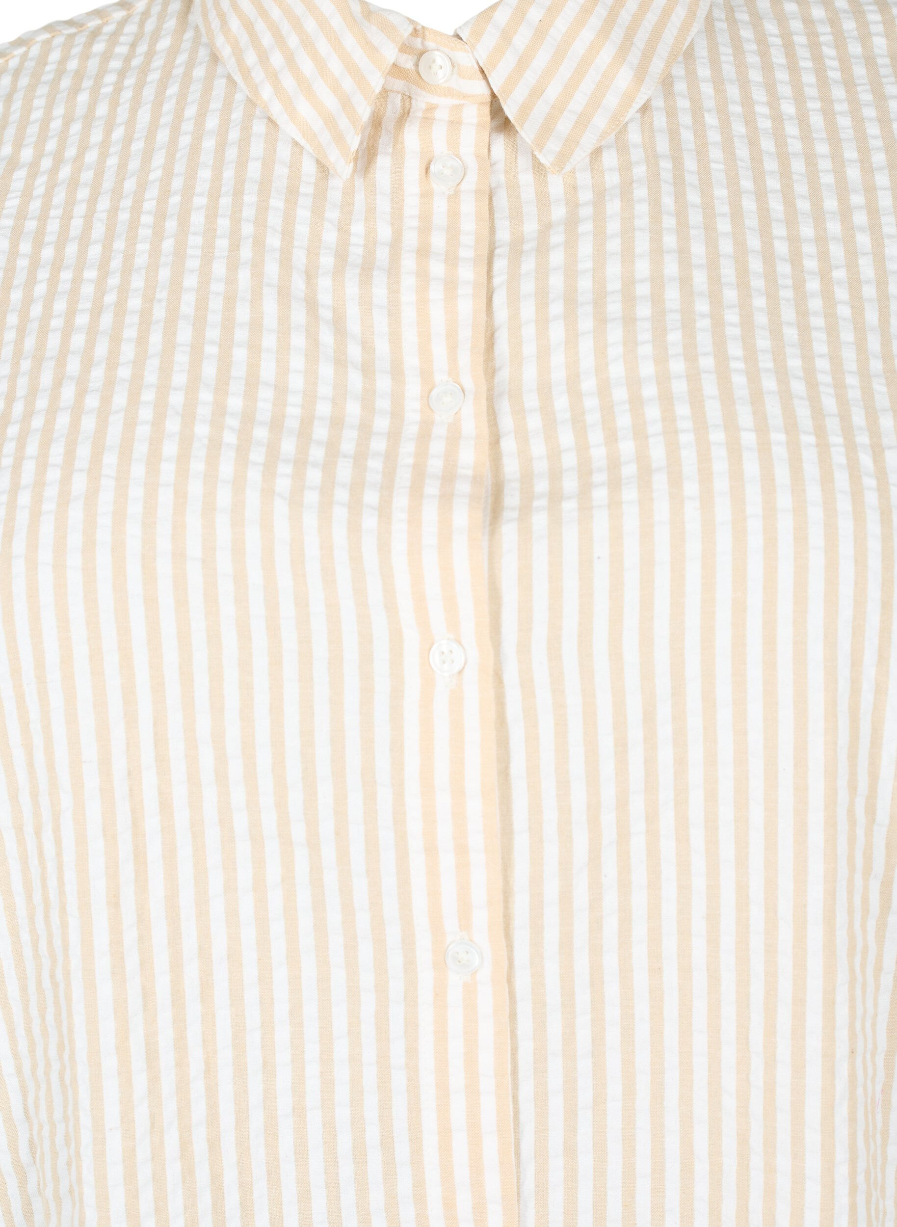 Zizzi Langes gestreiftes Baumwollhemd, White/Natrual Stripe, Packshot image number 2
