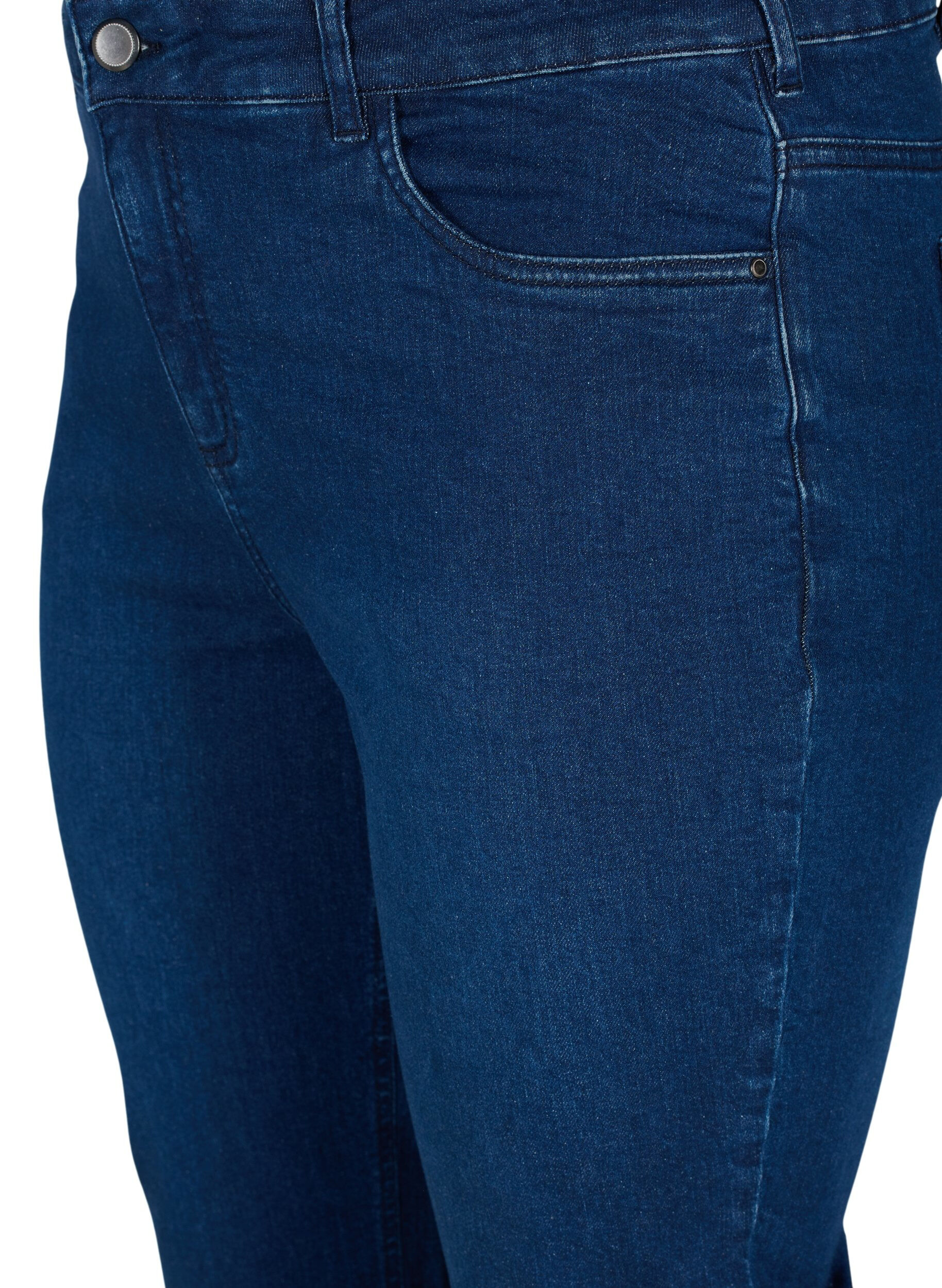 Zizzi Enganliegende Denim-Caprihose aus Baumwolle, Dark blue denim, Packshot image number 2