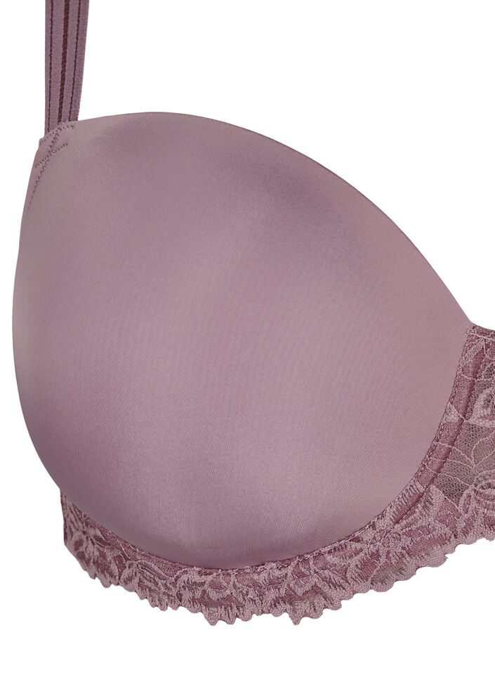 Soutien-gorge moulé avec dentelle et coupes lisses, Rose, Packshot image number 2