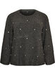Bluse aus Strick mit Strasssteinen und Rautenmuster, Grau, Packshot image number 0