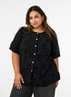 Blouse avec motif floral et manches ballon, Noir, Model image number 0