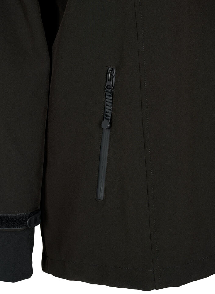 Softshelljacke aus kurzem Schnitt mit abnehmbarer Kapuze, Schwarz, Packshot image number 3