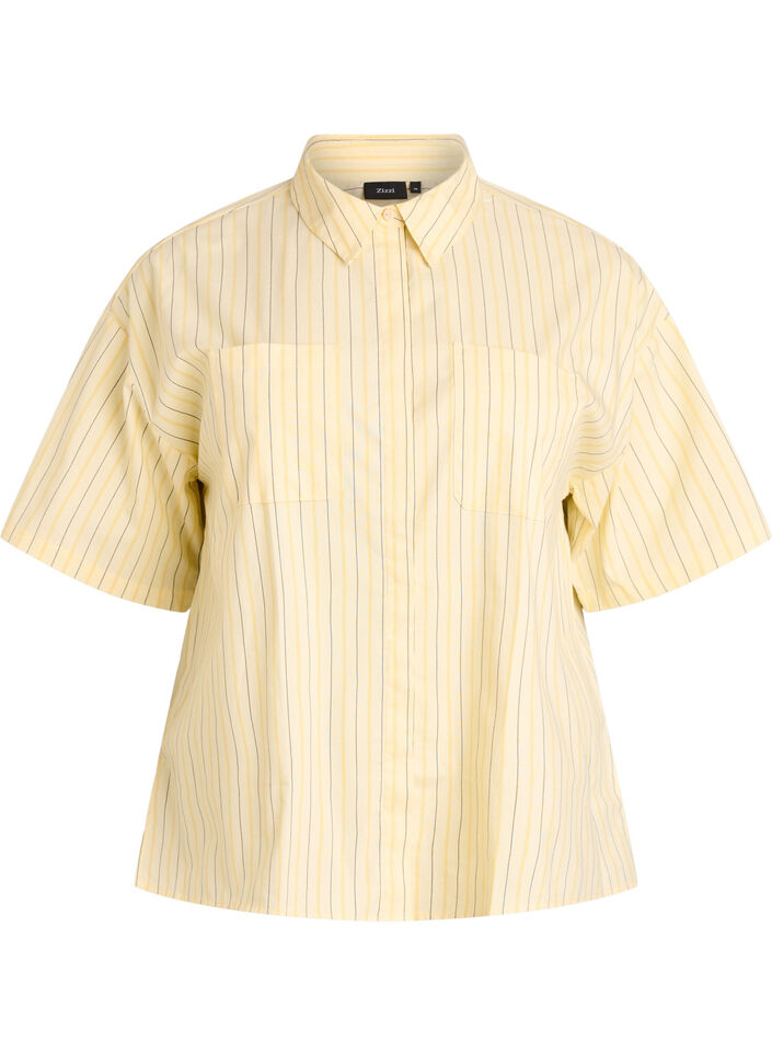 Blouse ray&eacute;e &agrave; coupe ample, Jaune clair, Packshot image number 0