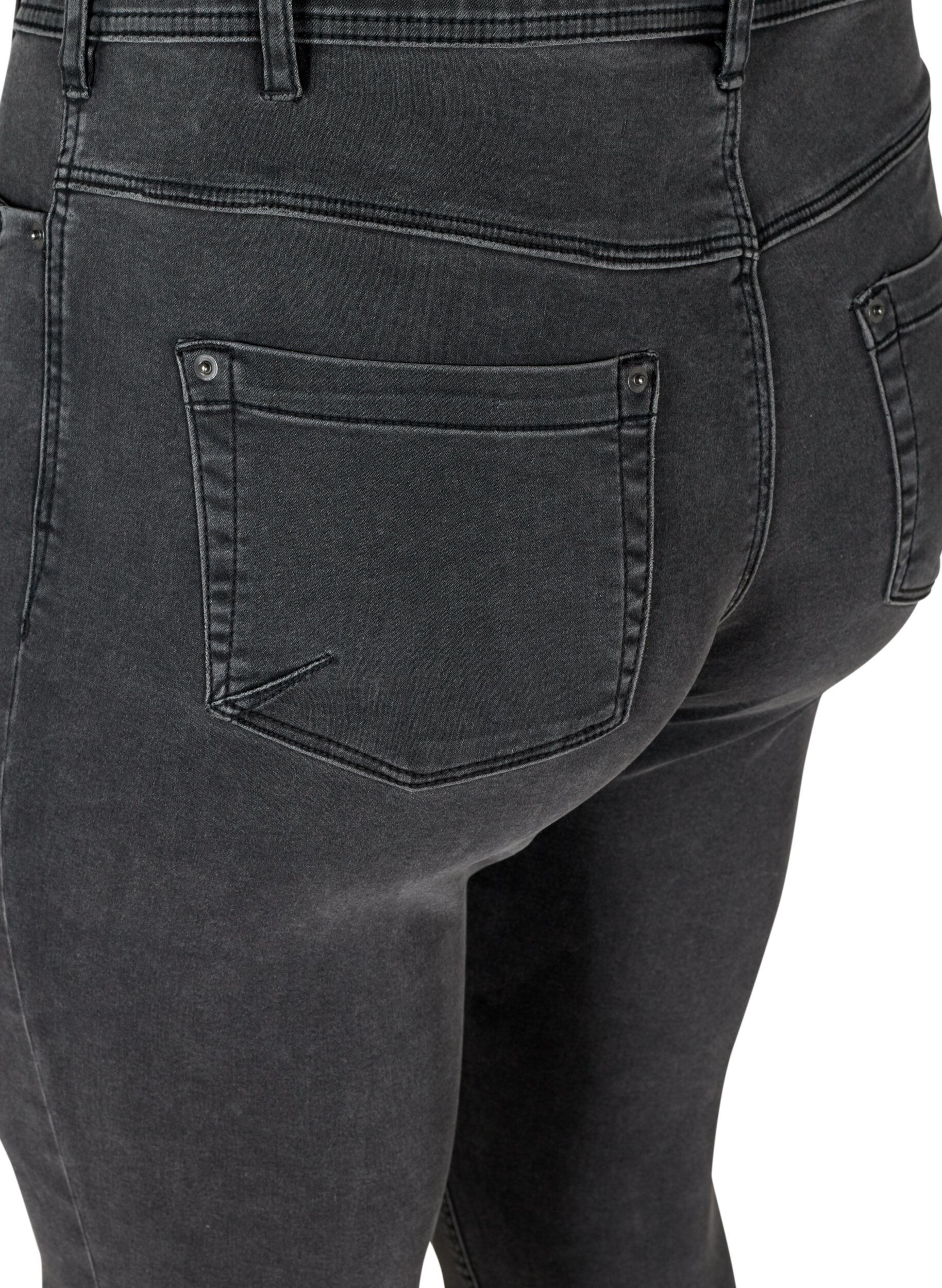 Zizzi Cropped Amy Jeans mit Rei&szlig;verschluss, Grau, Packshot image number 3