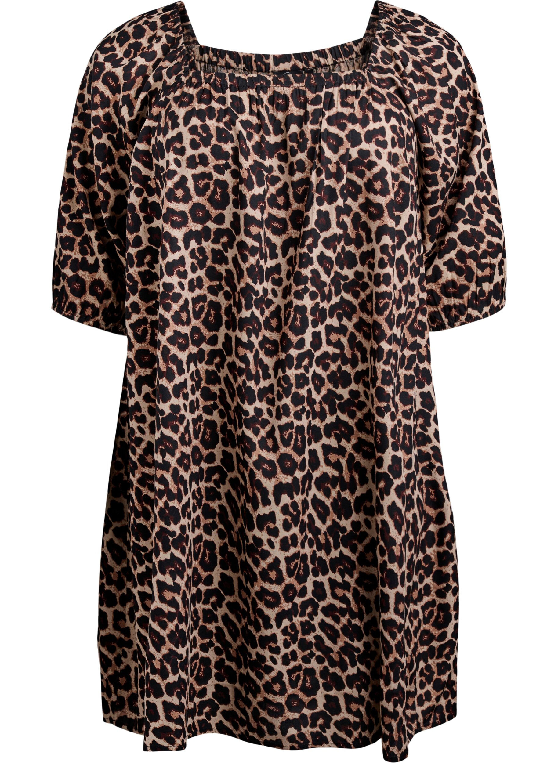 Zizzi Robe de plage en viscose avec imprim&eacute;, Beige, Packshot image number 0