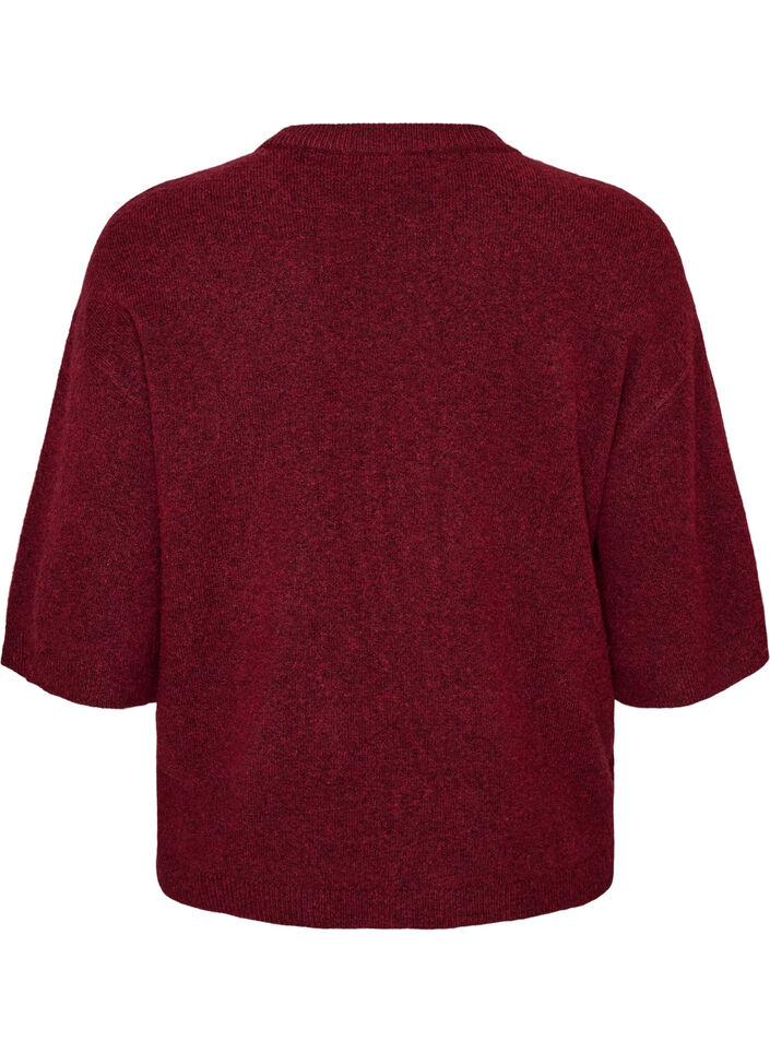 Locker sitzende Strickshirt mit kurzen &Auml;rmeln, Rot, Packshot image number 1