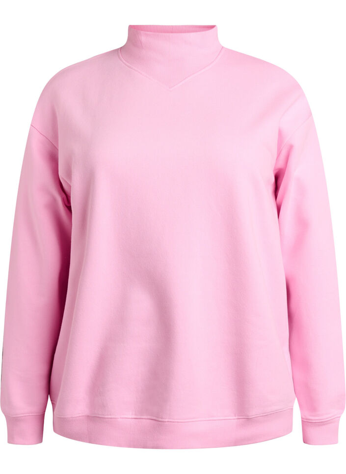 Sweat-shirt à col montant et manches longues, Rose, Packshot image number 0