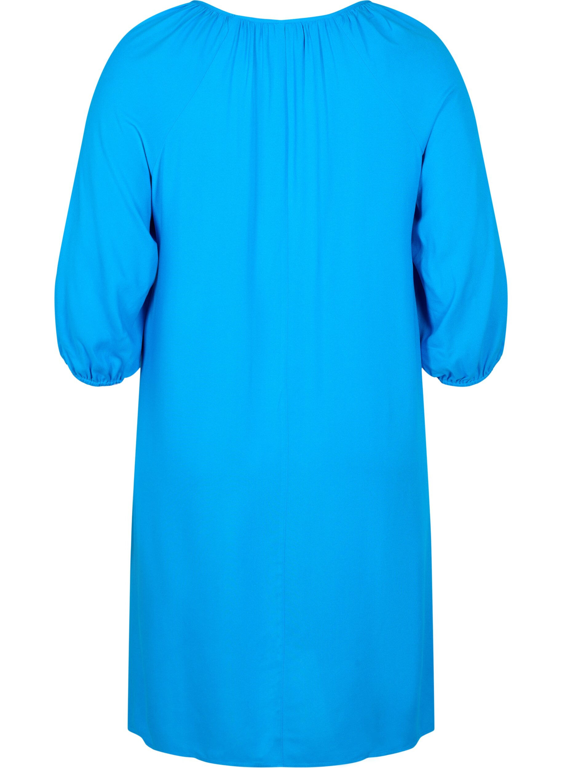 Zizzi Viskosekleid mit V-Ausschnitt, Indigo Bunting, Packshot image number 1