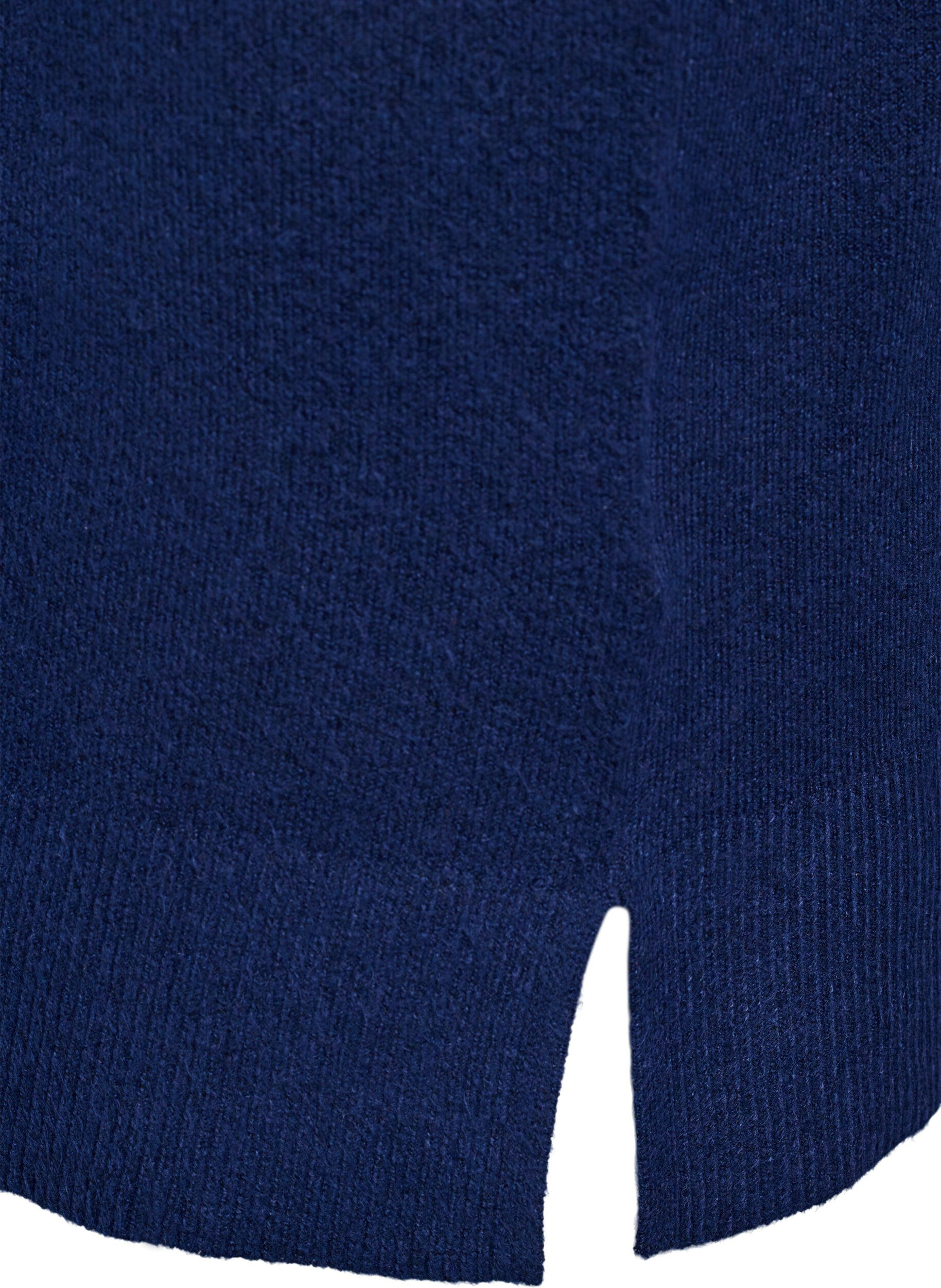 ZizziRobe courte en maille avec ourlet ondul&eacute; et fentes, Bleu, Packshot image number 3