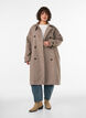Manteau long en laine &agrave; col montant et double boutonnage, Marron, Model image number 1